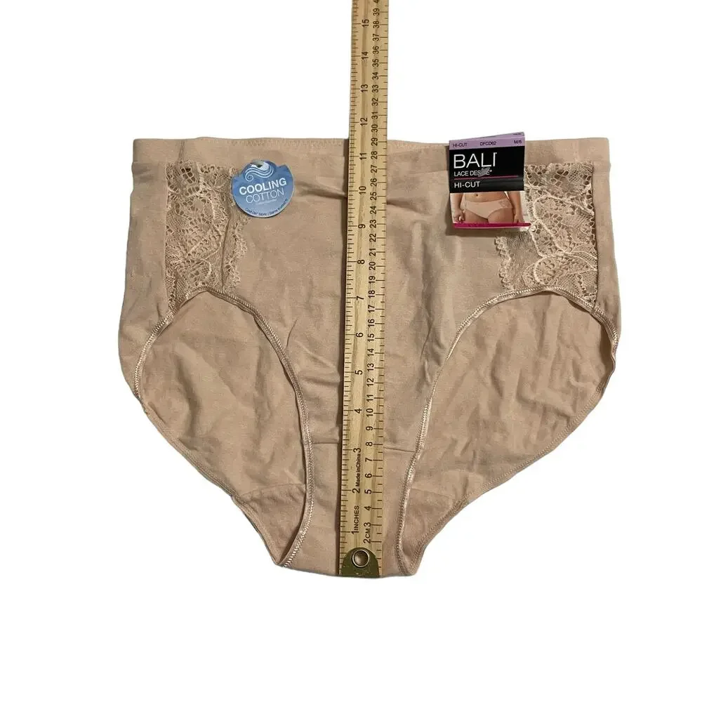 Bali Comfort Revolution Lace Desire Underwear Panty Size M/6 Hi Cut DFCD62 Tan